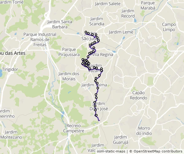Mapa do itinerário da linha