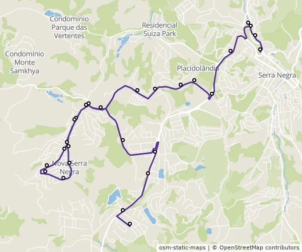 Mapa do itinerário da linha