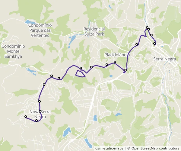 Mapa do itinerário da linha