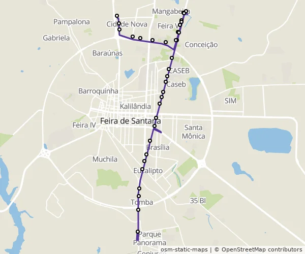 Mapa do itinerário da linha
