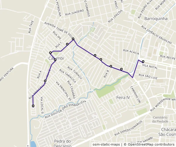 Mapa do itinerário da linha