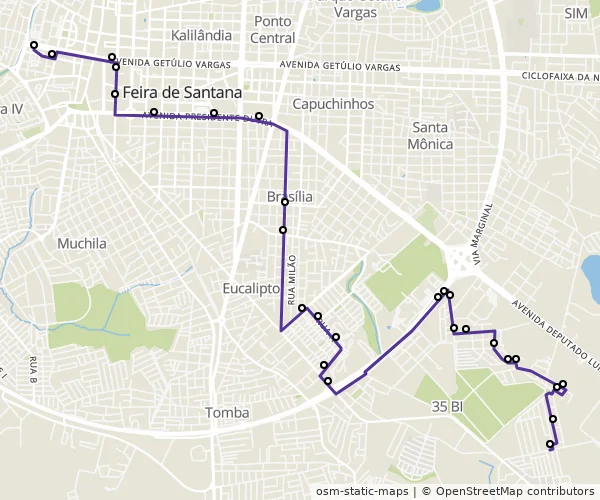Mapa do itinerário da linha