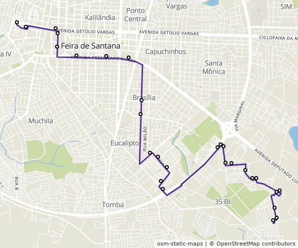 Mapa do itinerário da linha