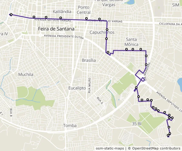 Mapa do itinerário da linha