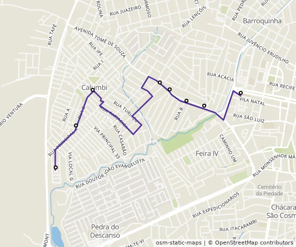 Mapa do itinerário da linha