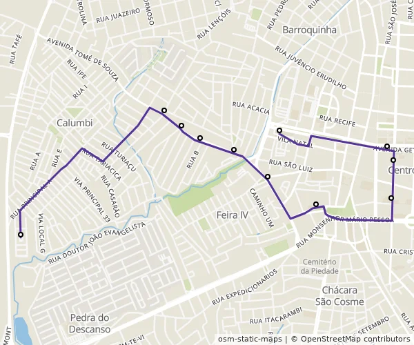 Mapa do itinerário da linha