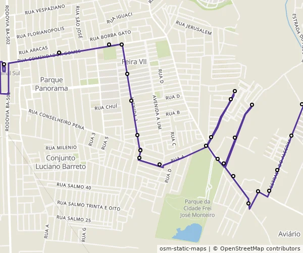 Mapa do itinerário da linha