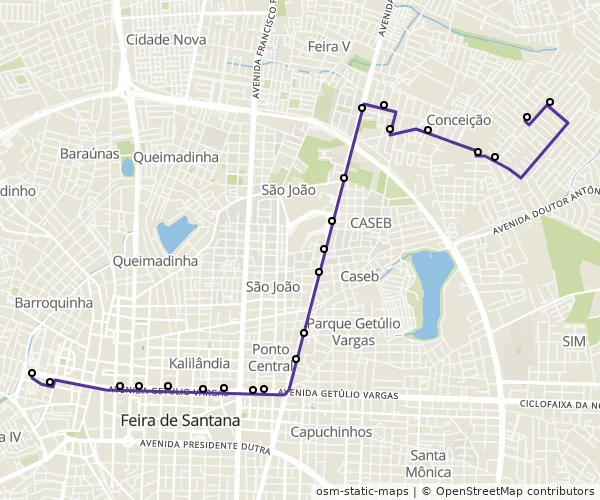 Mapa do itinerário da linha