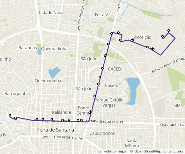 Mapa do itinerário da linha