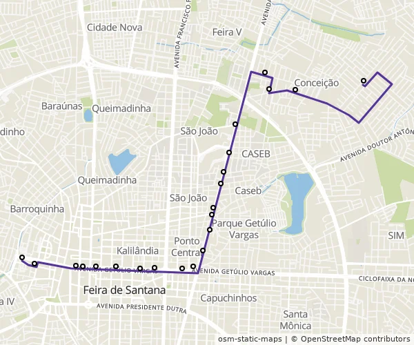Mapa do itinerário da linha