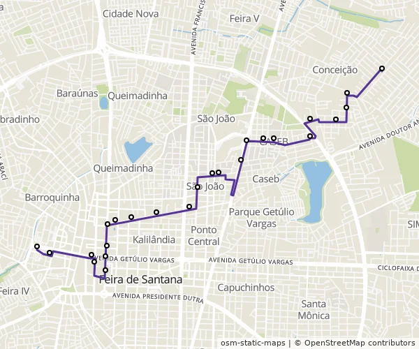 Mapa do itinerário da linha