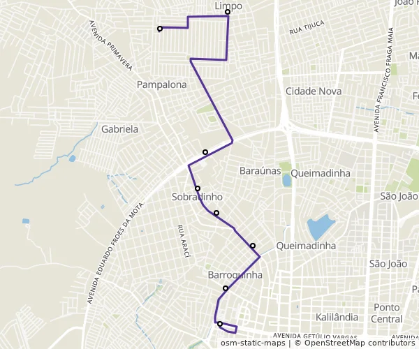Mapa do itinerário da linha