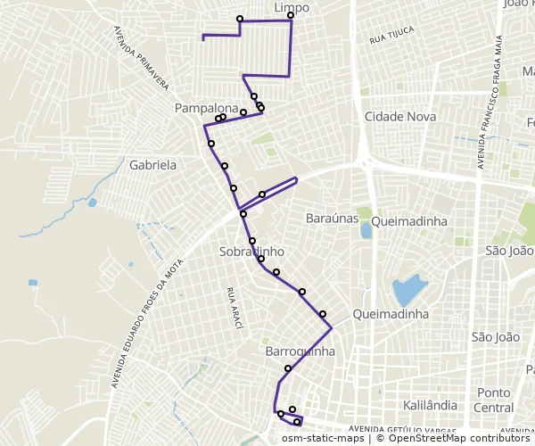 Mapa do itinerário da linha