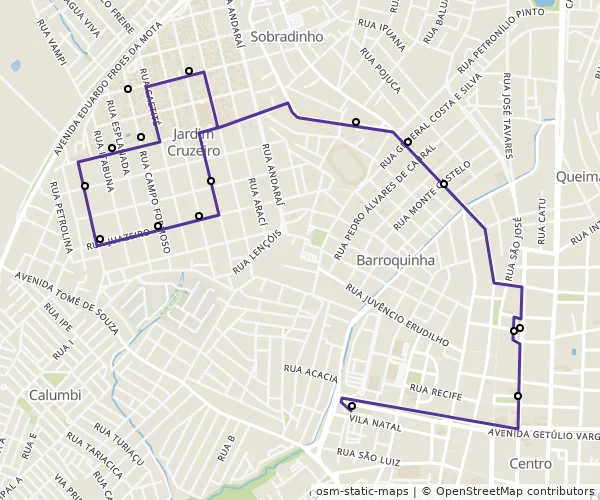 Mapa do itinerário da linha