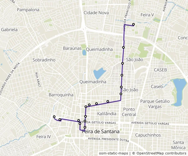 Mapa do itinerário da linha