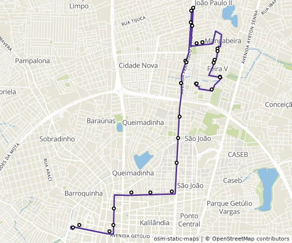 Mapa do itinerário da linha