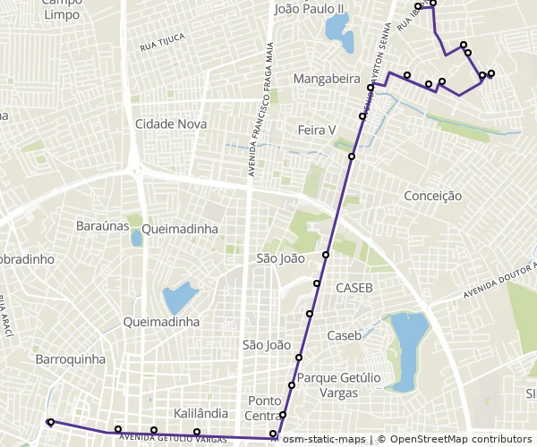 Mapa do itinerário da linha