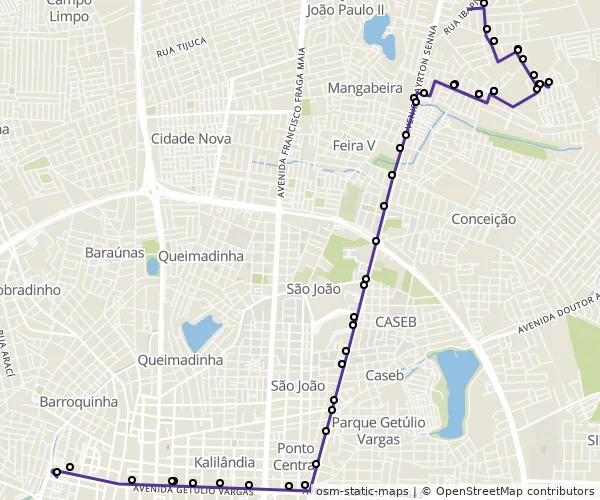 Mapa do itinerário da linha