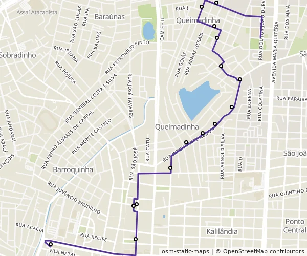 Mapa do itinerário da linha