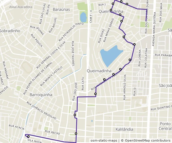 Mapa do itinerário da linha