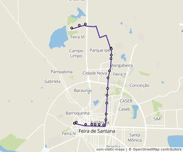Mapa do itinerário da linha