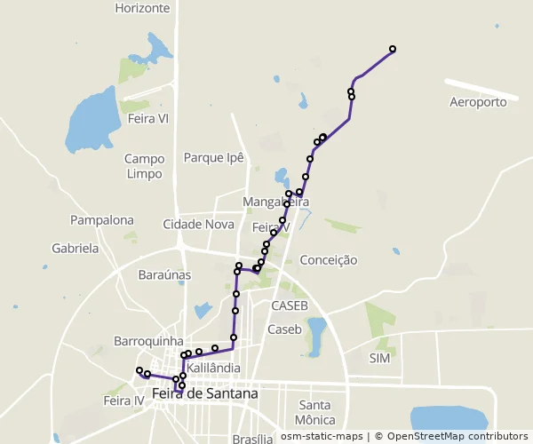 Mapa do itinerário da linha
