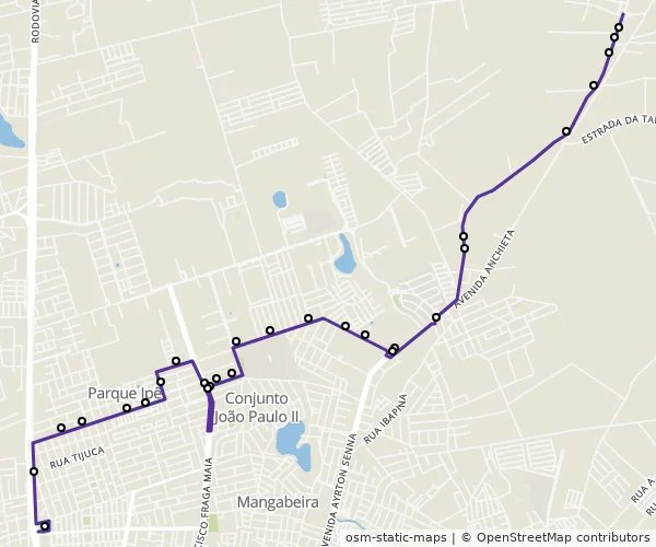 Mapa do itinerário da linha