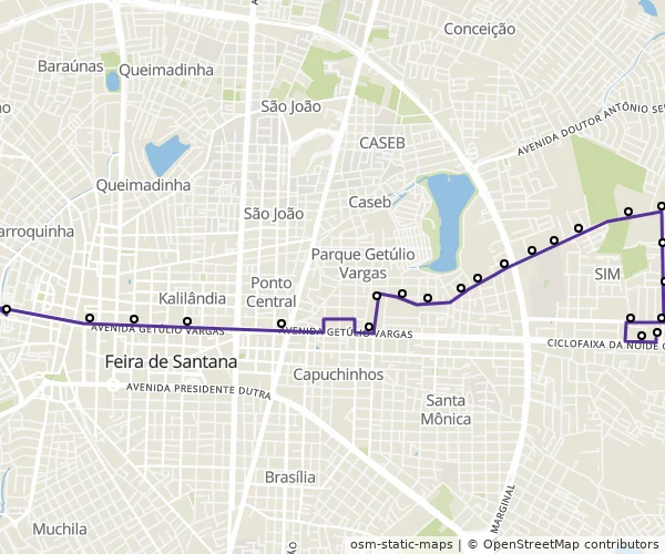 Mapa do itinerário da linha