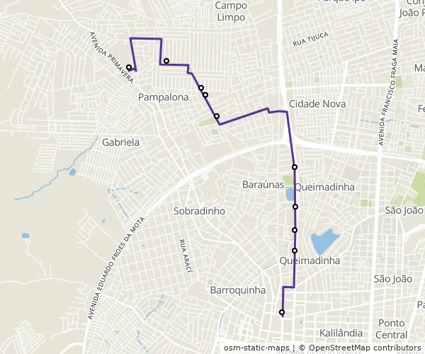 Mapa do itinerário da linha