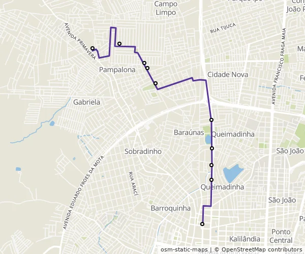 Mapa do itinerário da linha