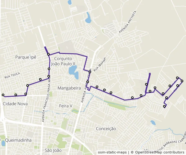 Mapa do itinerário da linha
