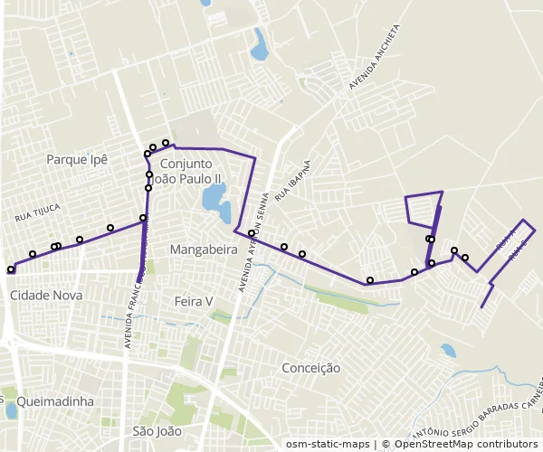 Mapa do itinerário da linha