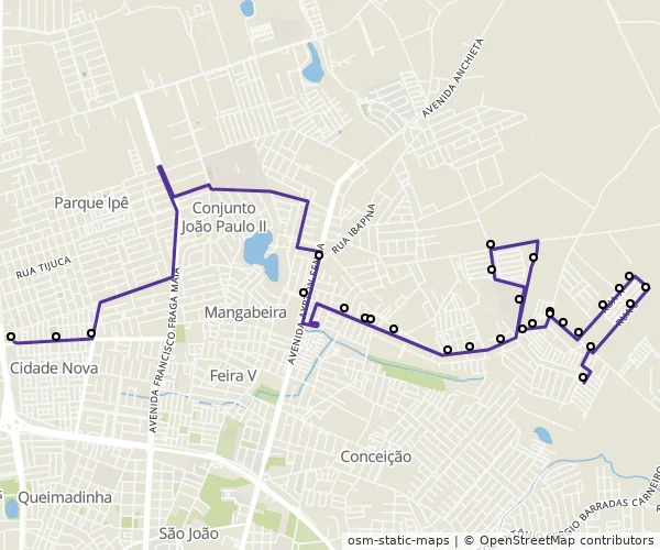 Mapa do itinerário da linha
