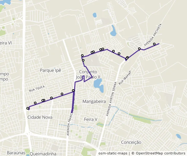 Mapa do itinerário da linha