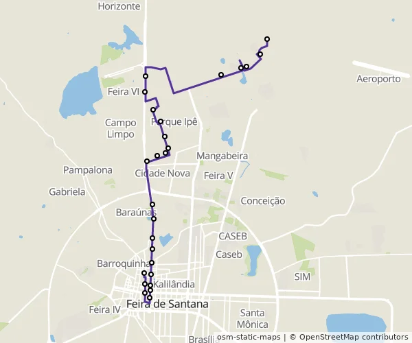 Mapa do itinerário da linha