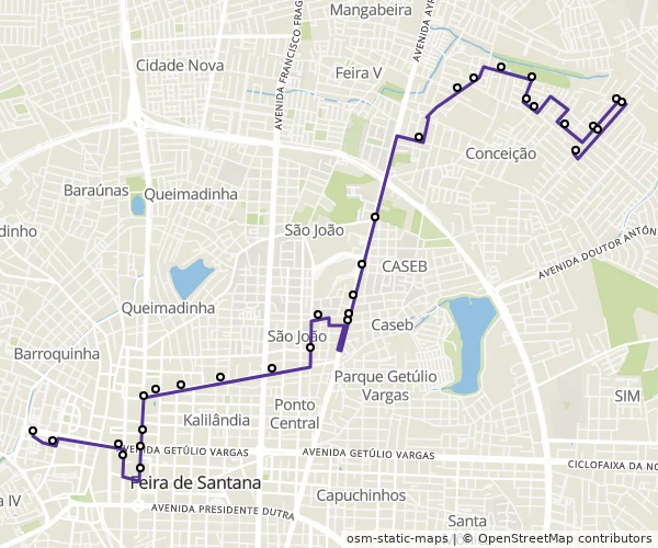 Mapa do itinerário da linha