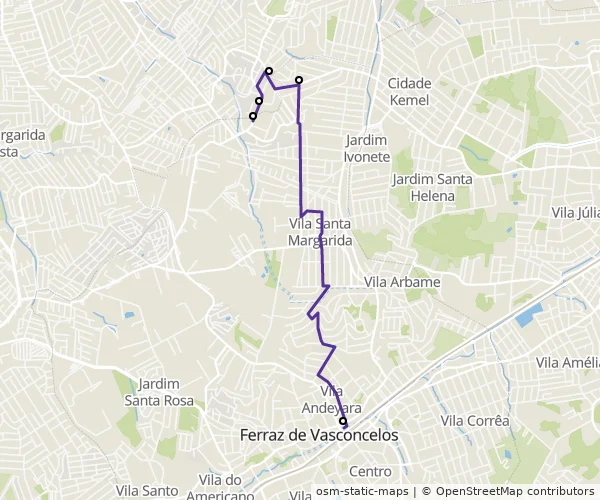 Mapa do itinerário da linha