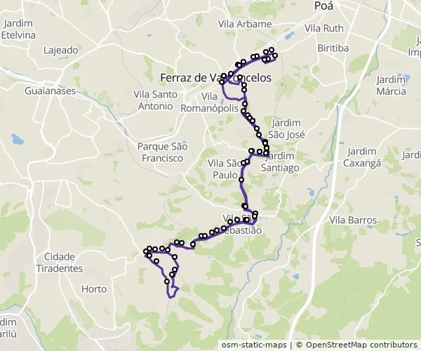 Mapa do itinerário da linha