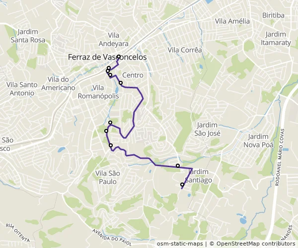 Mapa do itinerário da linha