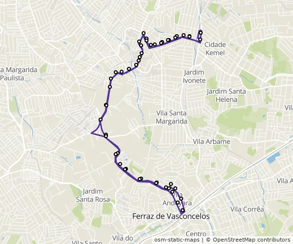 Mapa do itinerário da linha
