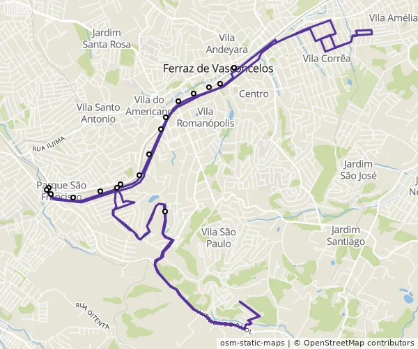 Mapa do itinerário da linha
