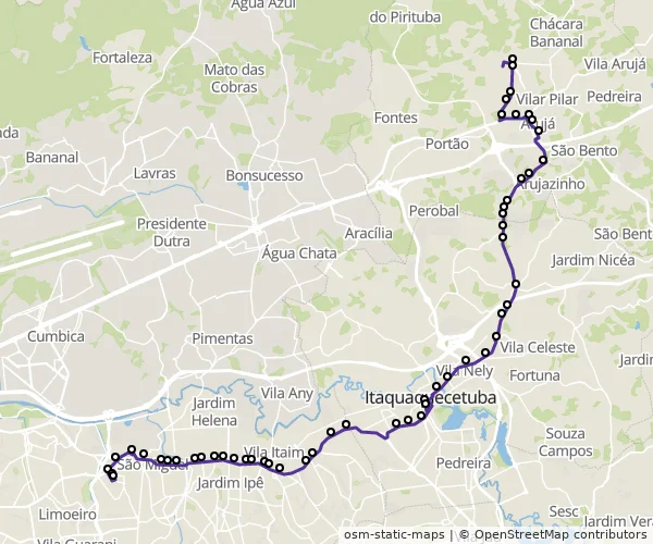 Mapa do itinerário da linha