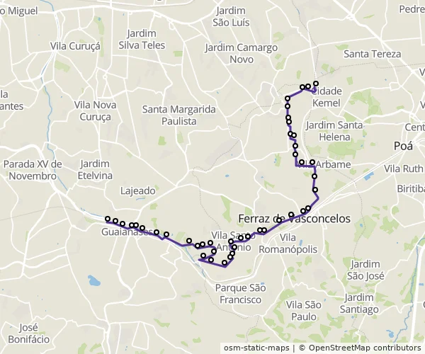Mapa do itinerário da linha