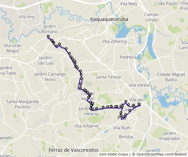 Mapa do itinerário da linha