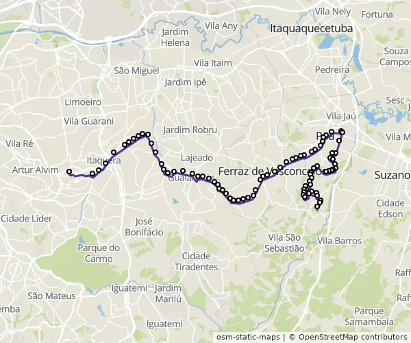 Mapa do itinerário da linha