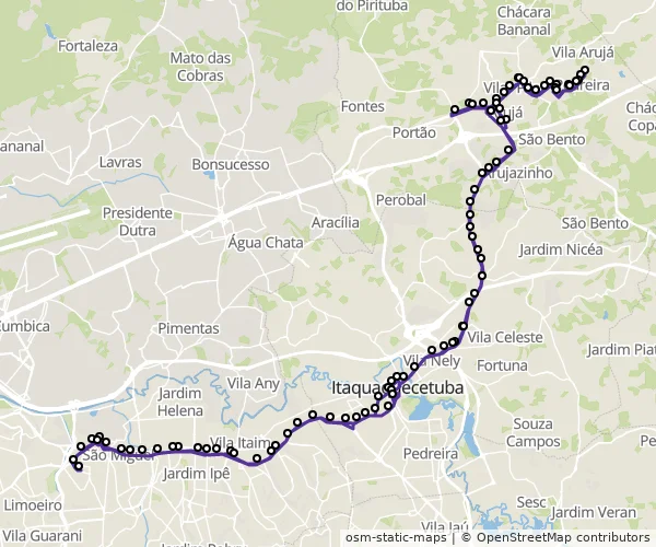 Mapa do itinerário da linha
