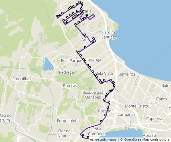 Mapa do itinerário da linha