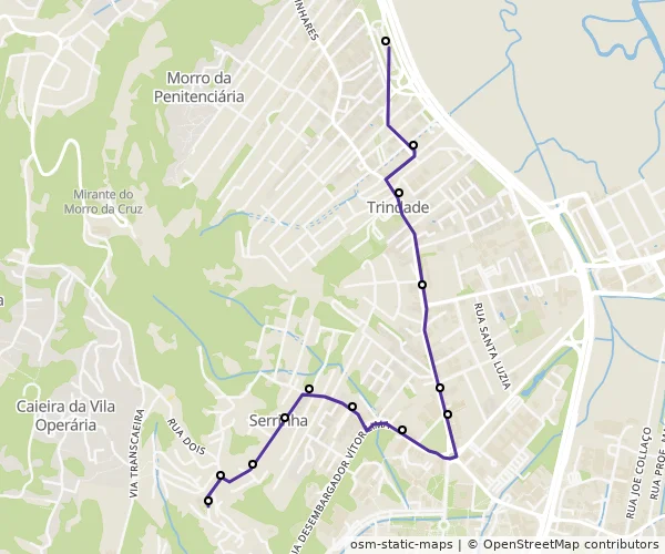 Mapa do itinerário da linha