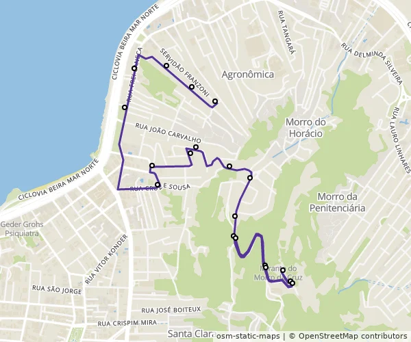 Mapa do itinerário da linha