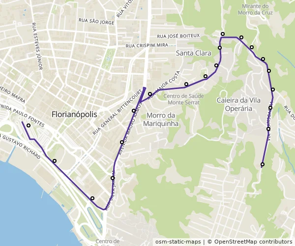 Mapa do itinerário da linha